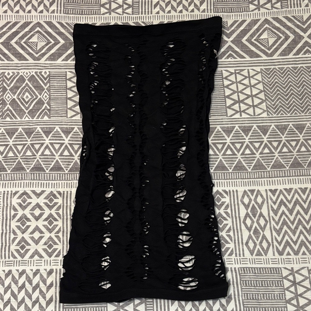 Black Distressed Tube Top